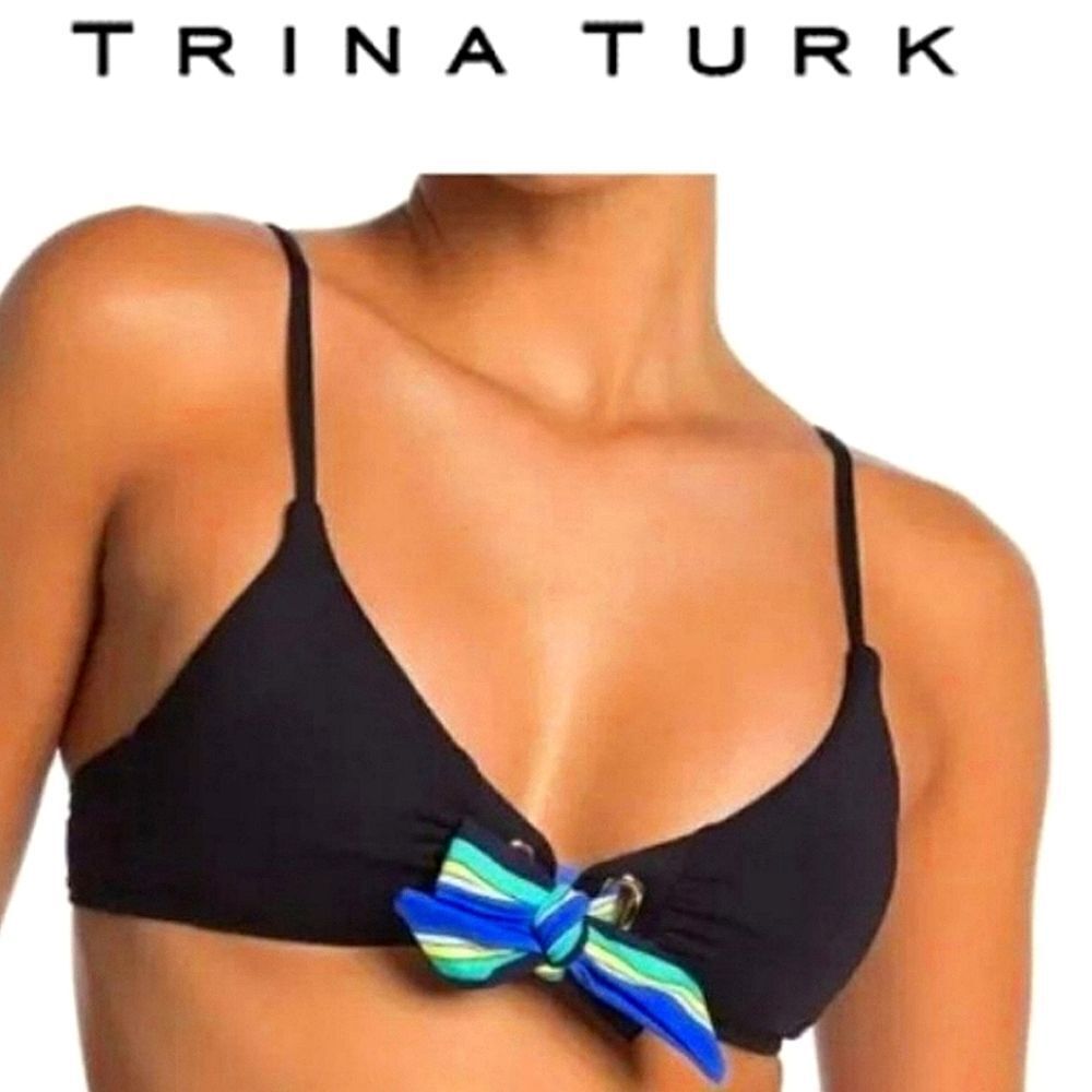 TRINA TURK BLACK IPANEMA SOLID BRALETTE BIKINI top size 2